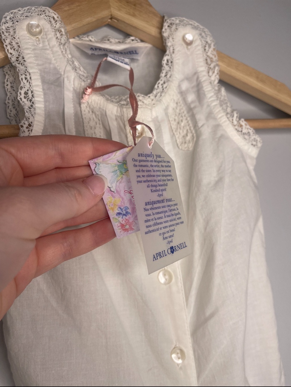 Brand new April Cornell Cream Lace-Trim Infant Romper 6 months outfit - Picture 2 of 5